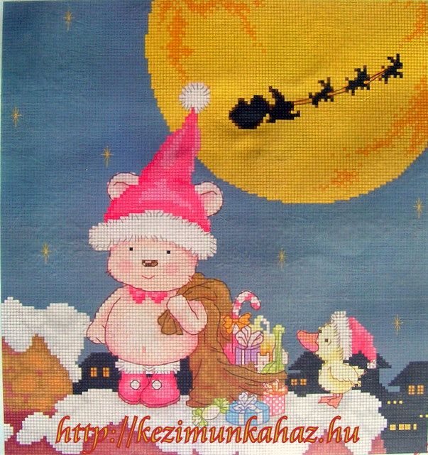 Mikulás segédei - Pinn leszámolható keresztszemes készlet Mikulás segédei - Pinn leszámolható keresztszemes készlet