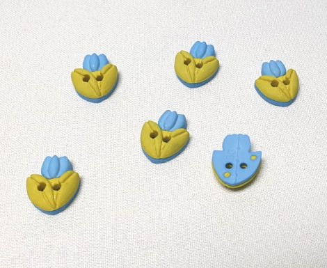 Tulipánt formájú gomb – kék