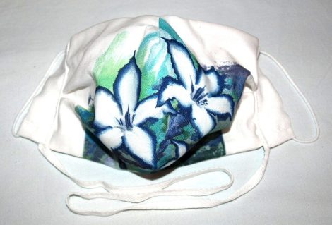 Arcmaszk - textil - kék virág