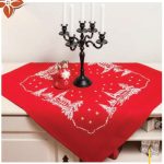 Téli tájkép - előfestett keresztszemes asztalterítő