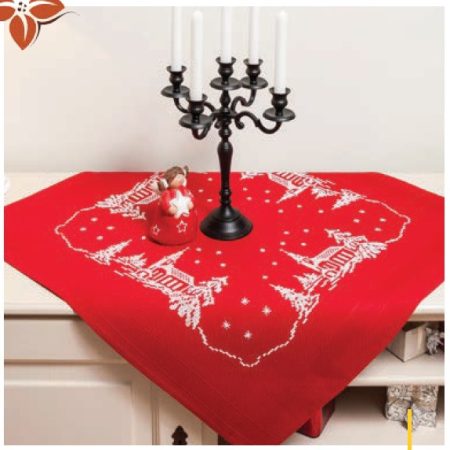 Téli tájkép - előfestett keresztszemes asztalterítő