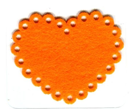 Szív narancssárga - ruhára vasalható filc matrica
