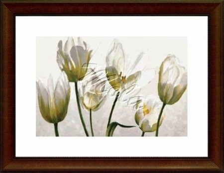 Fehér virágok- tulipántok- előnyomott gobelin