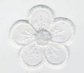 Virág - fehér - ruhára vasalható textil matrica 