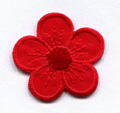 Virág - piros - ruhára vasalható textil matrica 