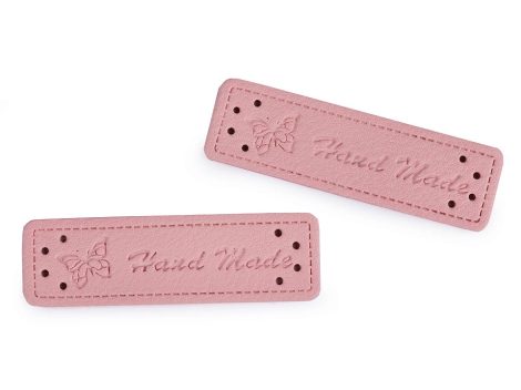 Hand made feliratú címke - ekobőr - rózsaszín