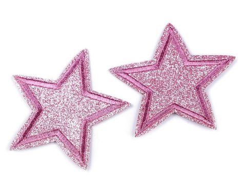 Csillag - rózsaszín - ruhára vasalható textil matrica