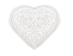 Szív - fehér - flitteres ruhára vasalható matrica