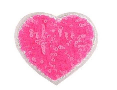Szív - rózsaszín - flitteres ruhára vasalható matrica