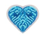 Szív - kék - flitteres ruhára vasalható matrica